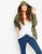 Denim Shell Top with Ruffle Front